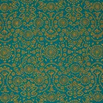 Schumacher 79862 Tiana Embroidery Peacock fabric swatch