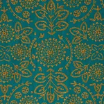Schumacher 79862 Tiana Embroidery Peacock fabric swatch