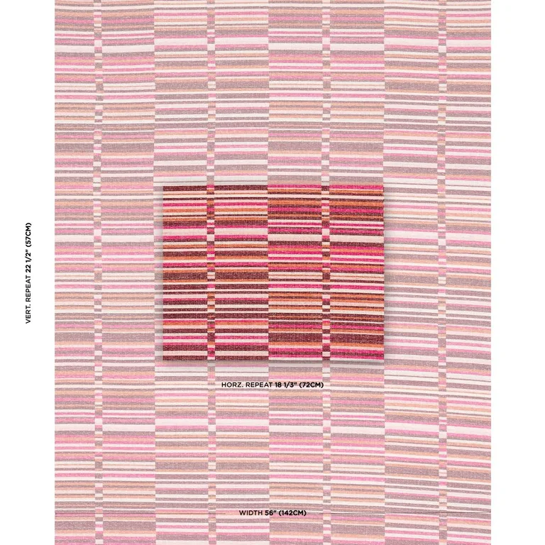 Schumacher 82012 Tierra Stripe Berry fabric swatch