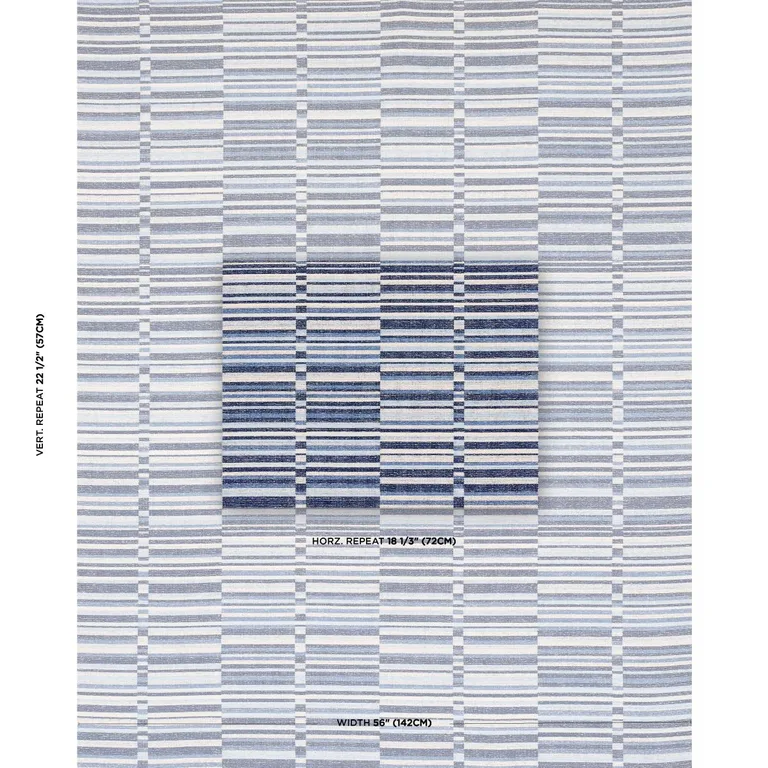Schumacher 82010 Tierra Stripe Blue fabric swatch
