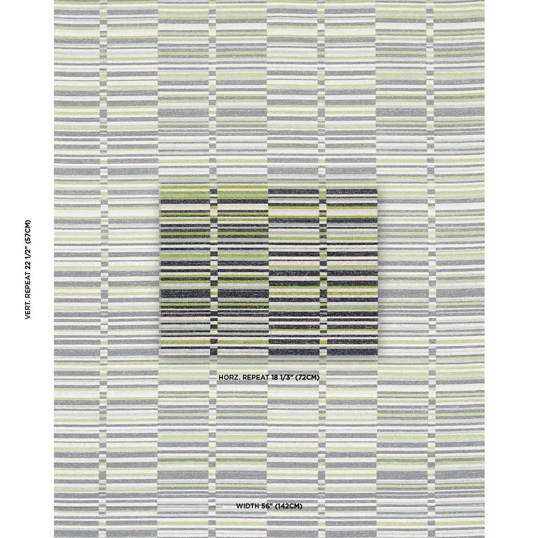 Schumacher 82011 Tierra Stripe Green & Blue fabric swatch