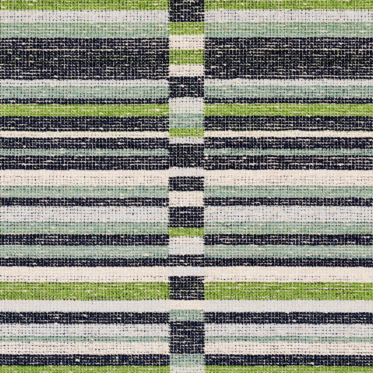 Schumacher 82011 Tierra Stripe Green & Blue fabric swatch