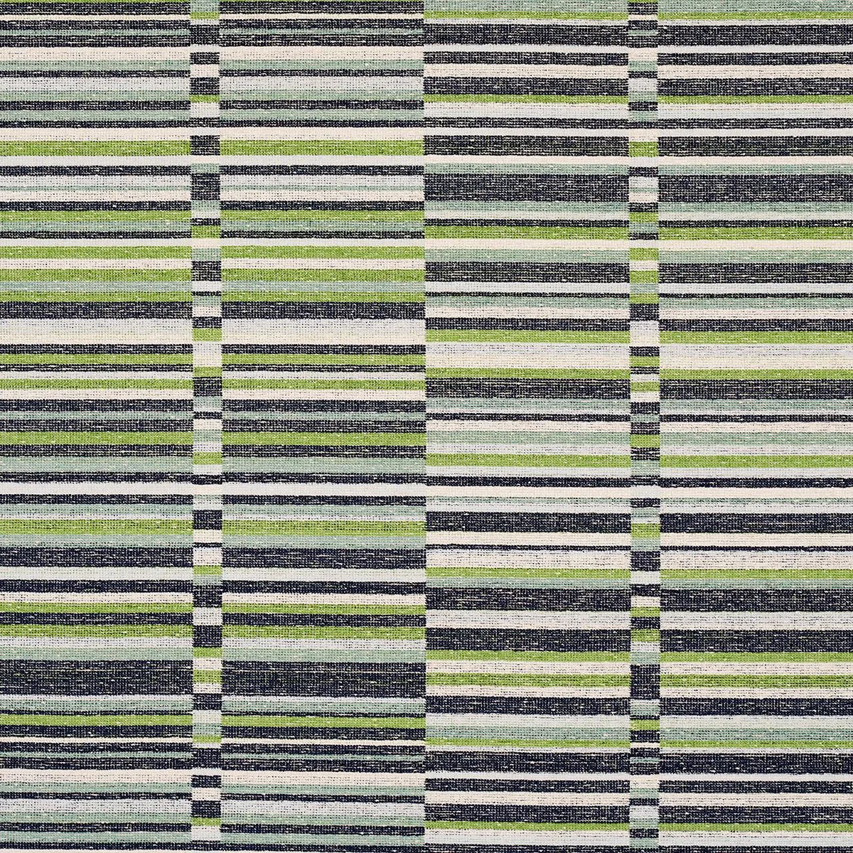 Schumacher 82011 Tierra Stripe Green & Blue fabric swatch