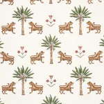 Schumacher 179930 Tiger Palm Cocoa fabric swatch
