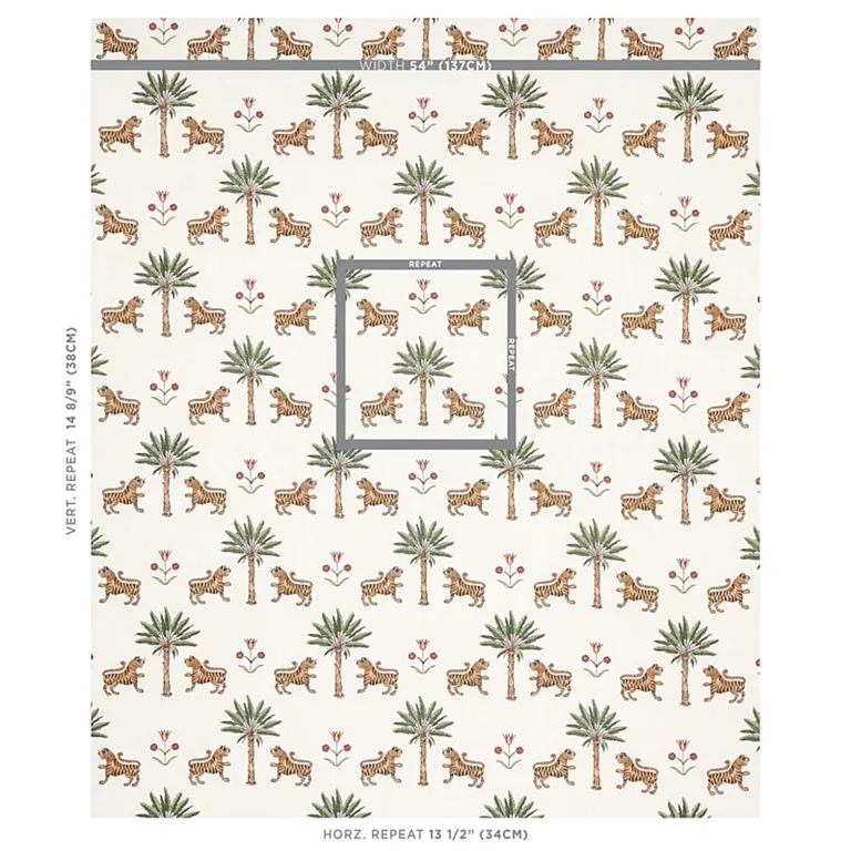 Schumacher 179930 Tiger Palm Cocoa fabric swatch