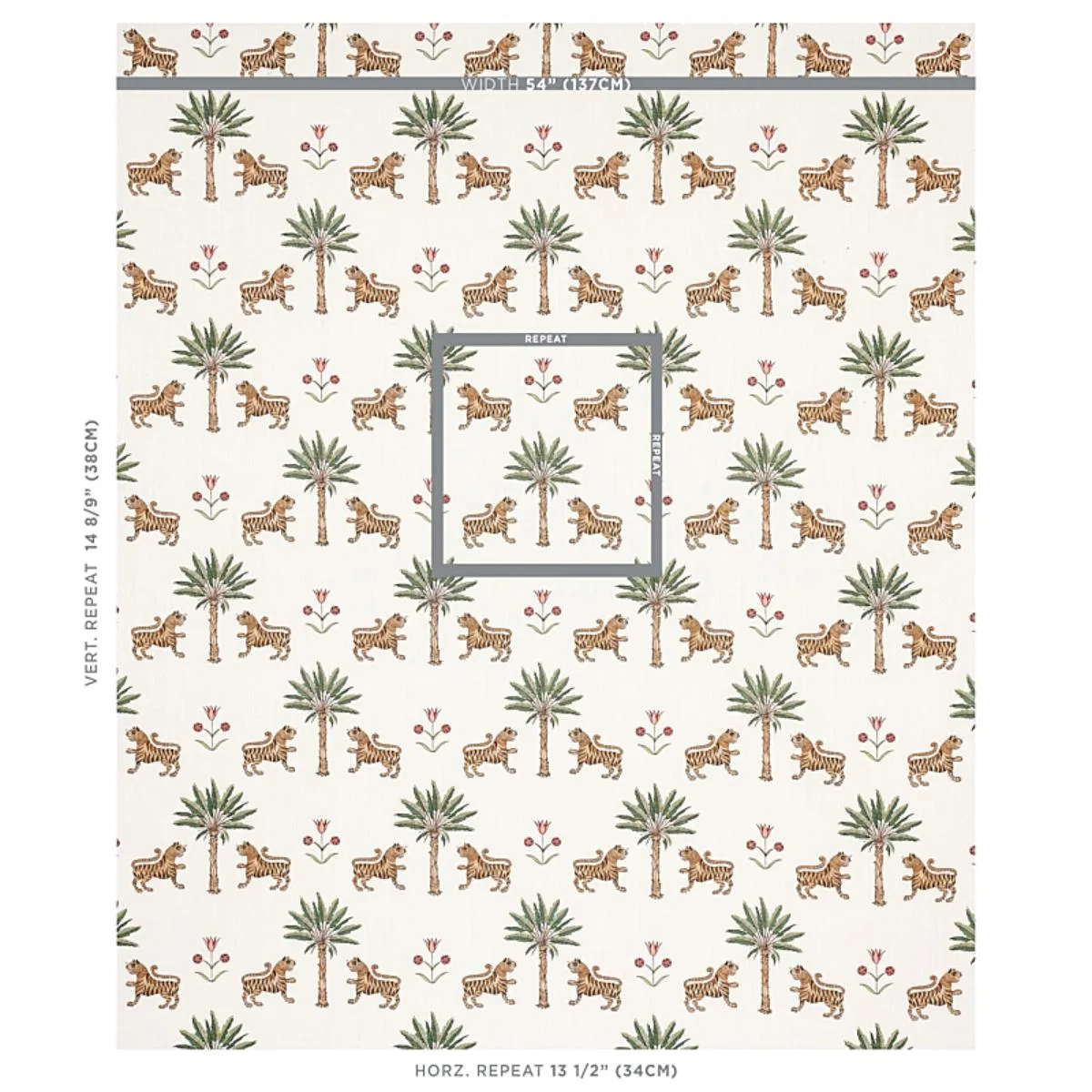 Schumacher 179930 Tiger Palm Cocoa fabric swatch