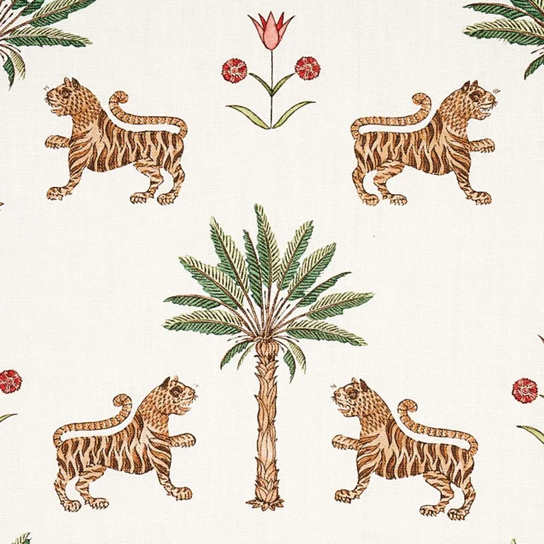 Schumacher 179930 Tiger Palm Cocoa fabric swatch