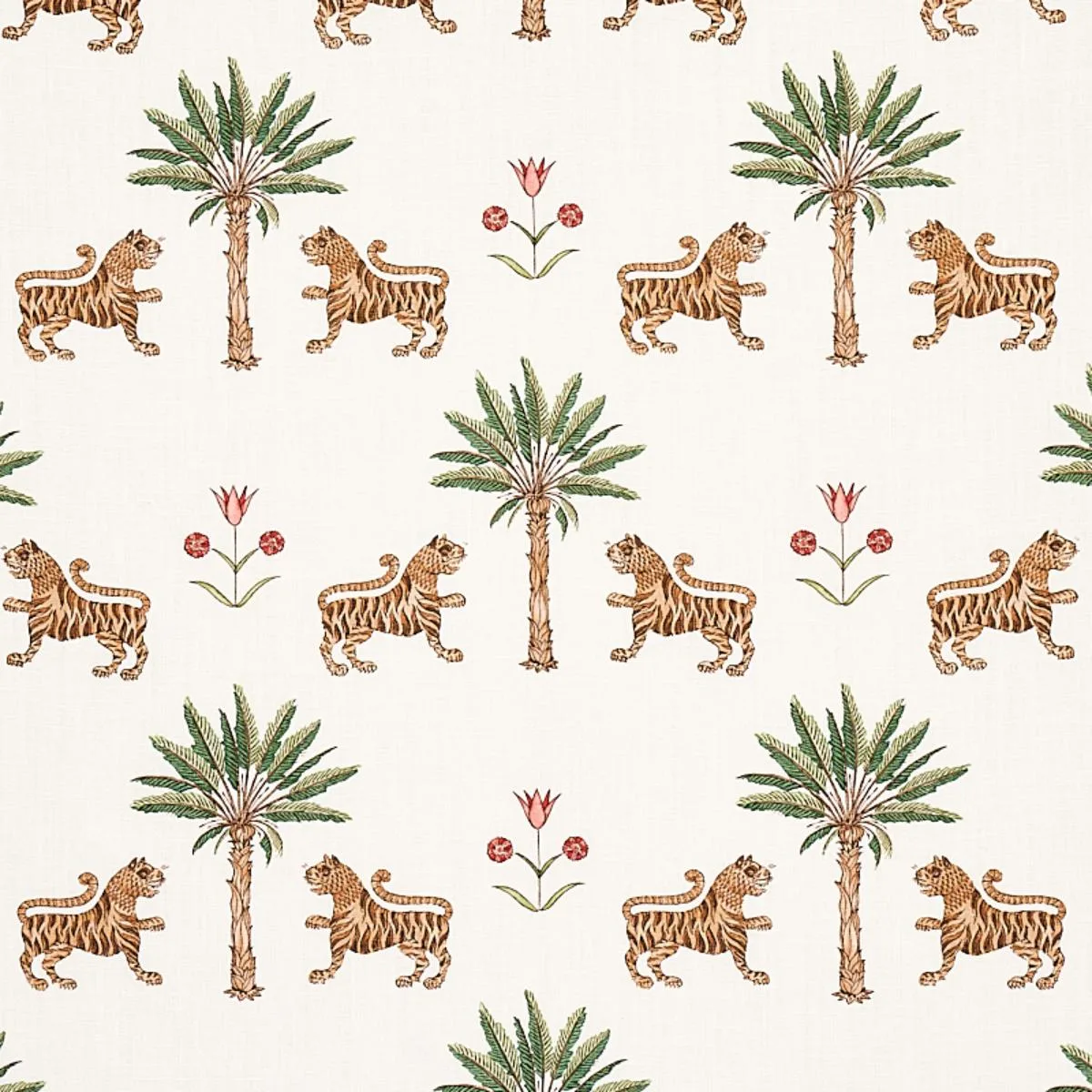 Schumacher 179930 Tiger Palm Cocoa fabric swatch