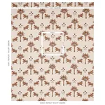 Schumacher 179932 Tiger Palm Crimson fabric swatch