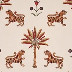 Schumacher 179932 Tiger Palm Crimson fabric swatch