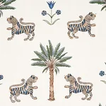 Schumacher 179931 Tiger Palm Delft fabric swatch