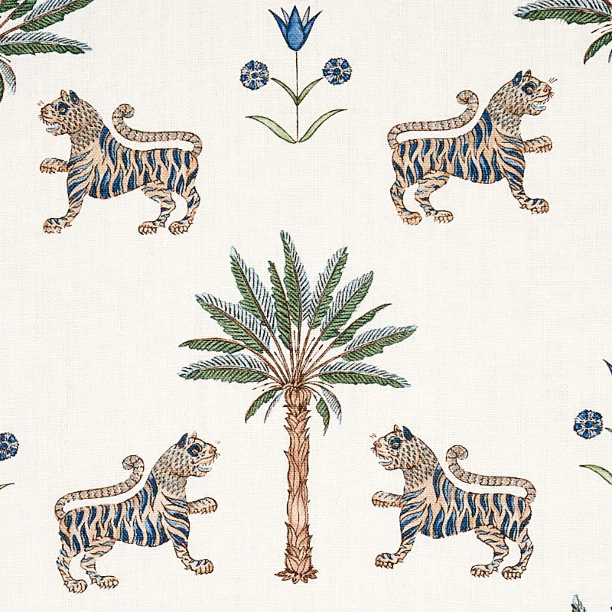 Schumacher 179931 Tiger Palm Delft fabric swatch