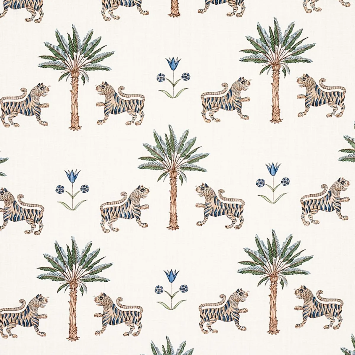 Schumacher 179931 Tiger Palm Delft fabric swatch