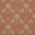 Schumacher 182840 Tiger Palm Silhouette Outdoor Mediterranean Spice fabric swatch