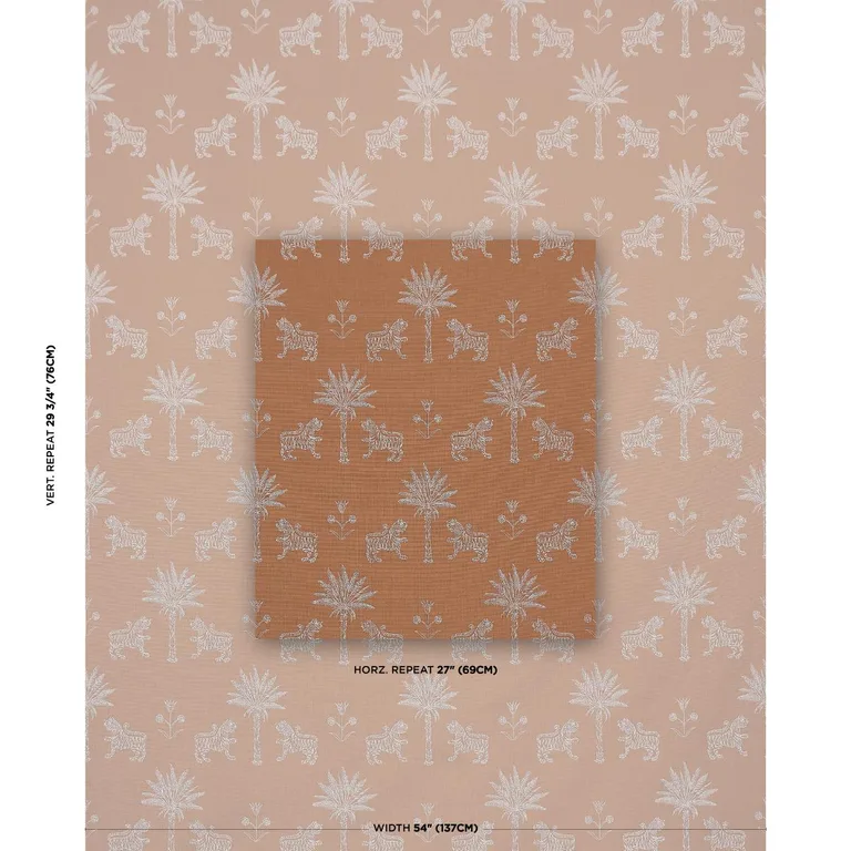 Schumacher 182840 Tiger Palm Silhouette Outdoor Mediterranean Spice fabric swatch