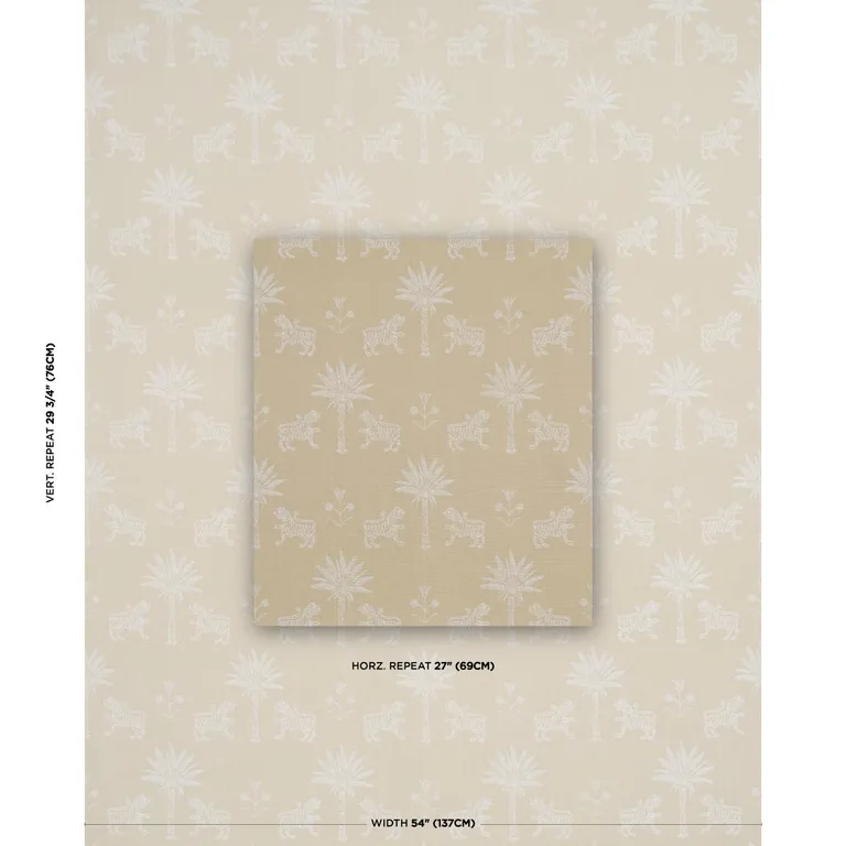 Schumacher 182842 Tiger Palm Silhouette Outdoor Mistral Sand fabric swatch