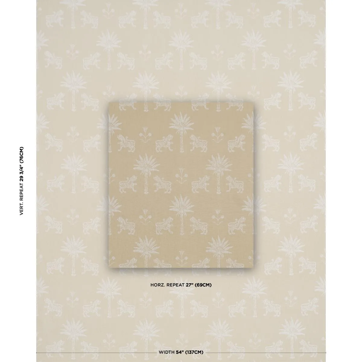 Schumacher 182842 Tiger Palm Silhouette Outdoor Mistral Sand fabric swatch