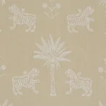 Schumacher 182842 Tiger Palm Silhouette Outdoor Mistral Sand fabric swatch