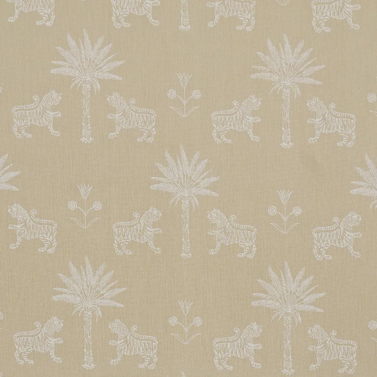Schumacher 182842 Tiger Palm Silhouette Outdoor Mistral Sand fabric swatch