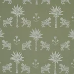 Schumacher 182841 Tiger Palm Silhouette Outdoor Sage fabric swatch