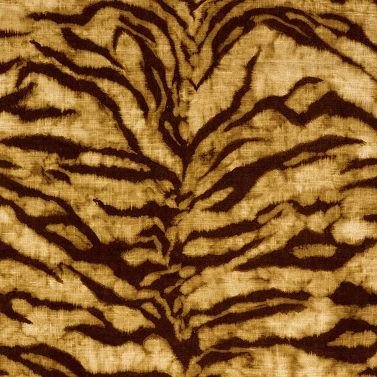 Schumacher 174160 Tigre Linen Print Golden Brown fabric swatch