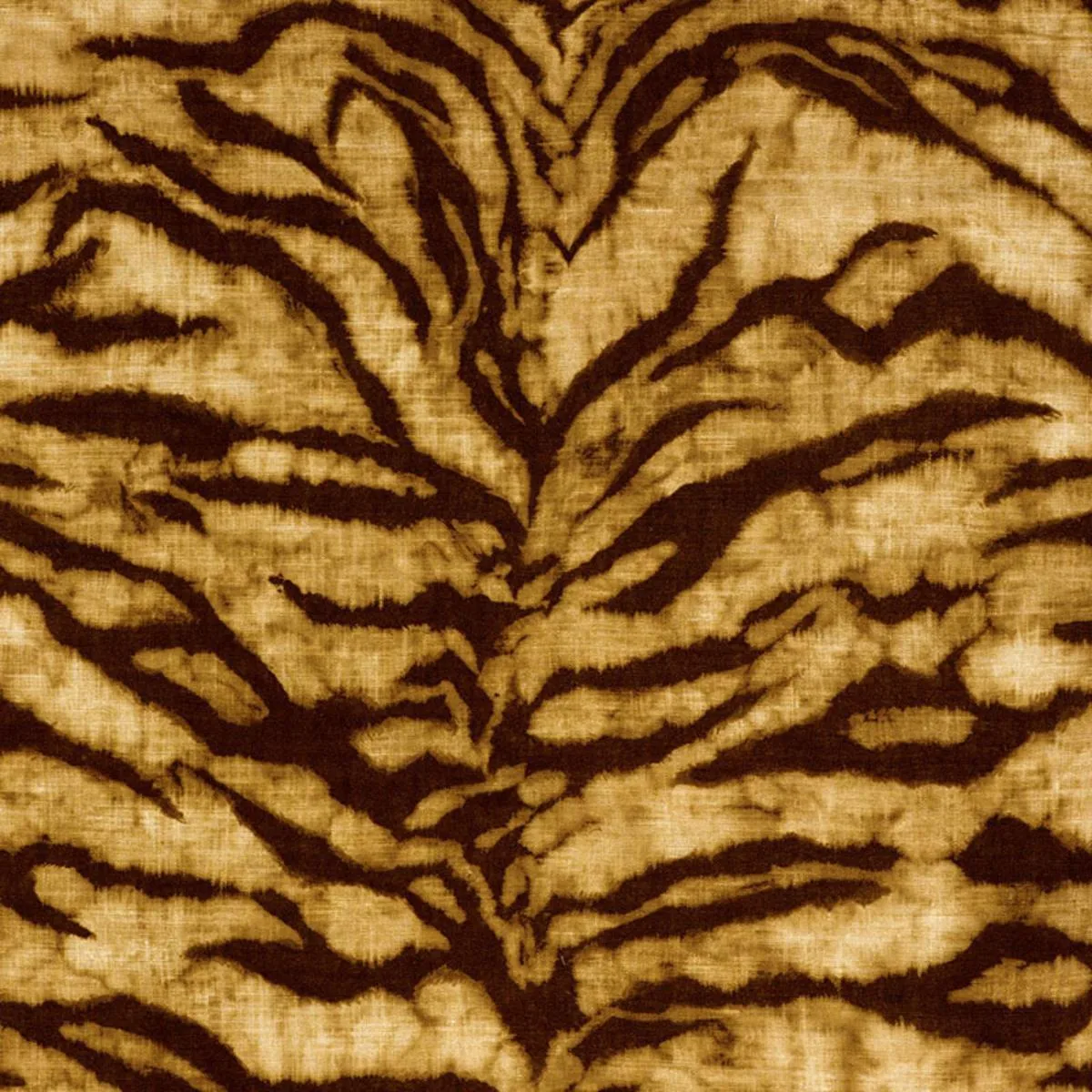 Schumacher 174160 Tigre Linen Print Golden Brown fabric swatch