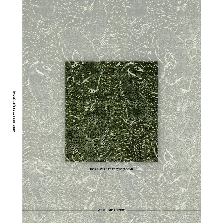 Schumacher 84832 Tigress Velvet Malachite fabric swatch