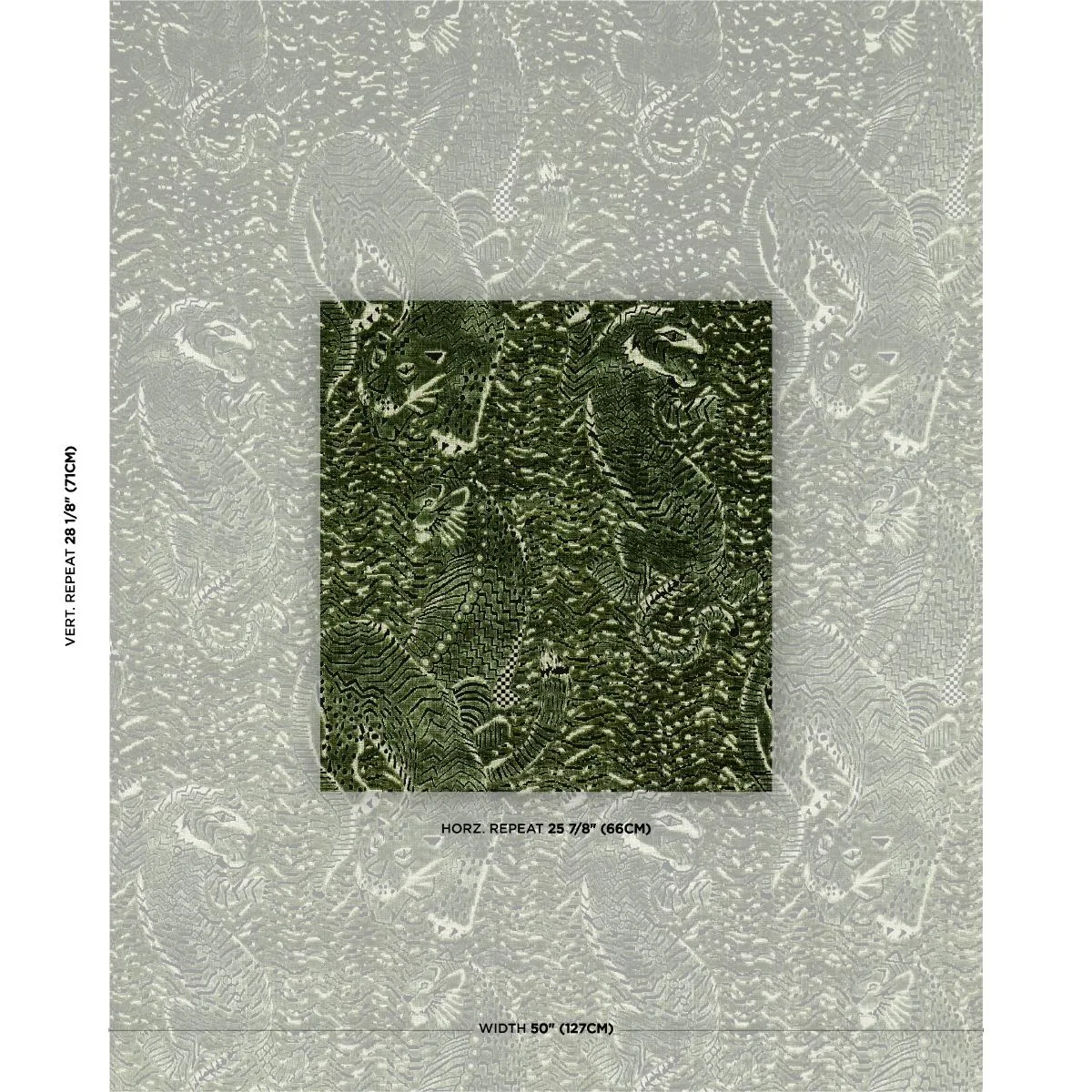 Schumacher 84832 Tigress Velvet Malachite fabric swatch