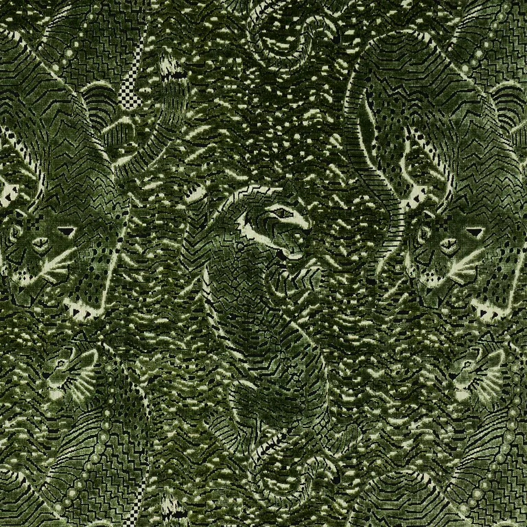 Schumacher 84832 Tigress Velvet Malachite fabric swatch