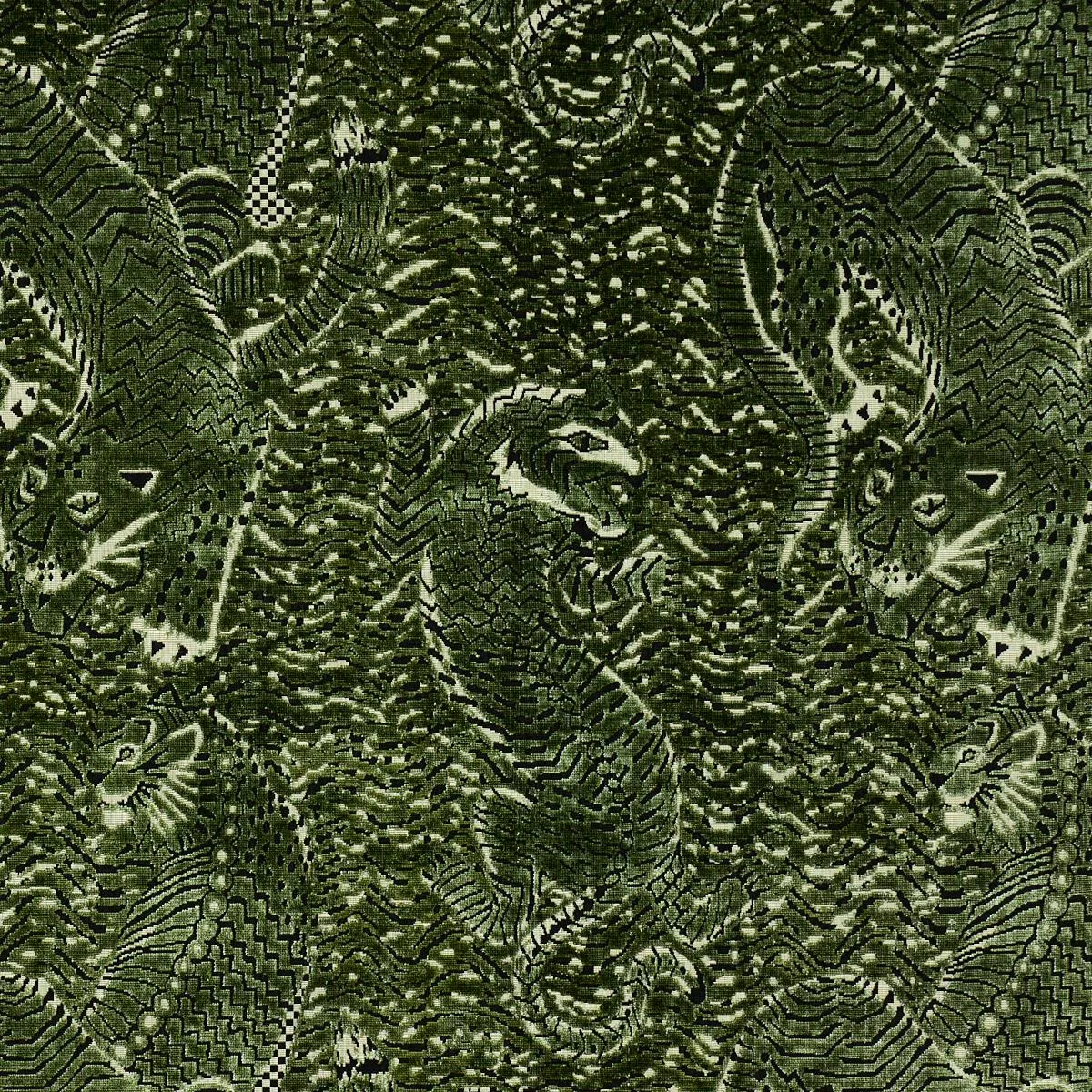 Schumacher 84832 Tigress Velvet Malachite fabric swatch