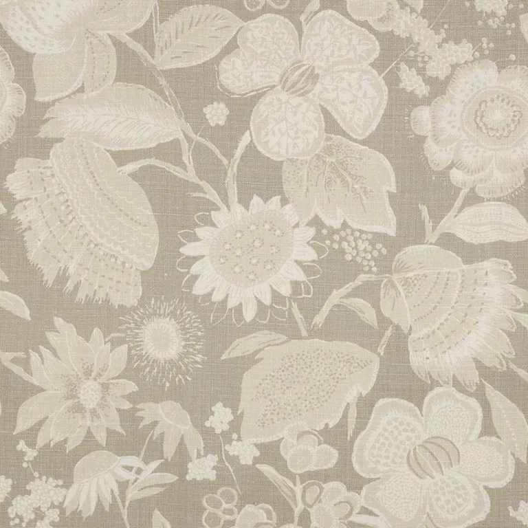 Schumacher 175850 Tikki Garden Linen Sea Oyster fabric swatch
