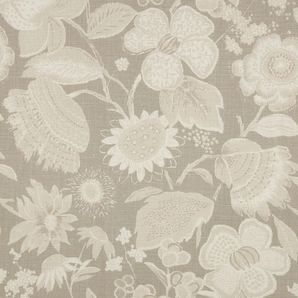 Schumacher 175850 Tikki Garden Linen Sea Oyster fabric swatch
