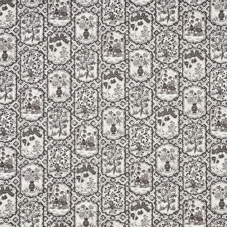 Schumacher 178570 Ting Ting Black fabric swatch