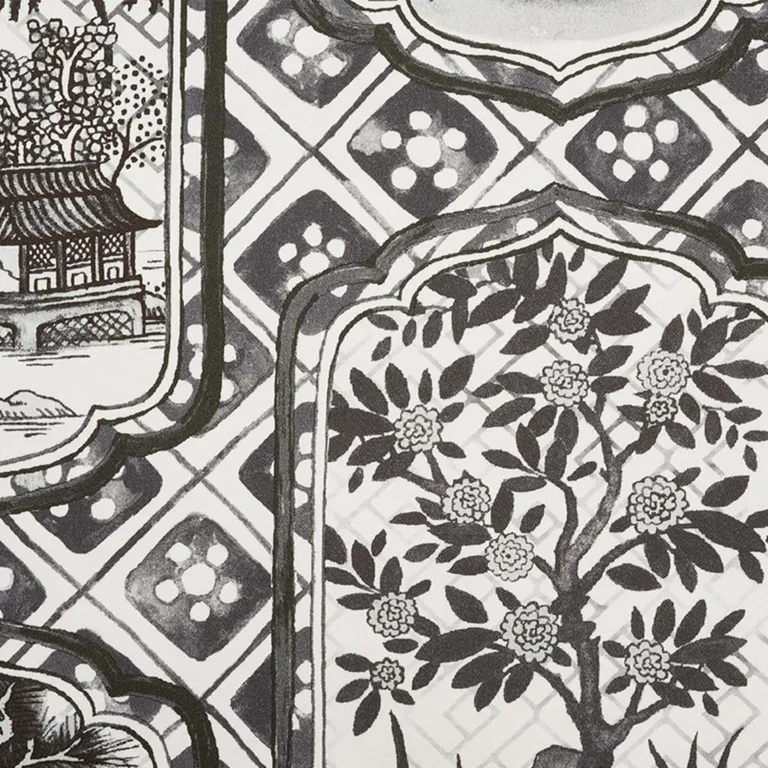 Schumacher 178570 Ting Ting Black fabric swatch