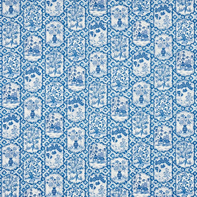Schumacher 178571 Ting Ting Blue fabric swatch