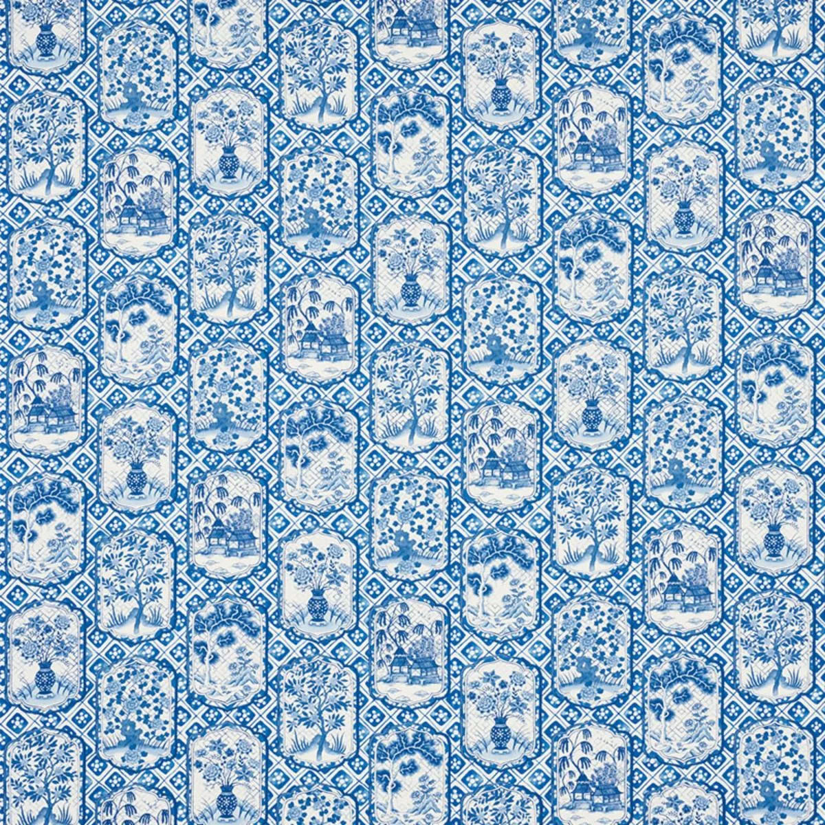 Schumacher 178571 Ting Ting Blue fabric swatch