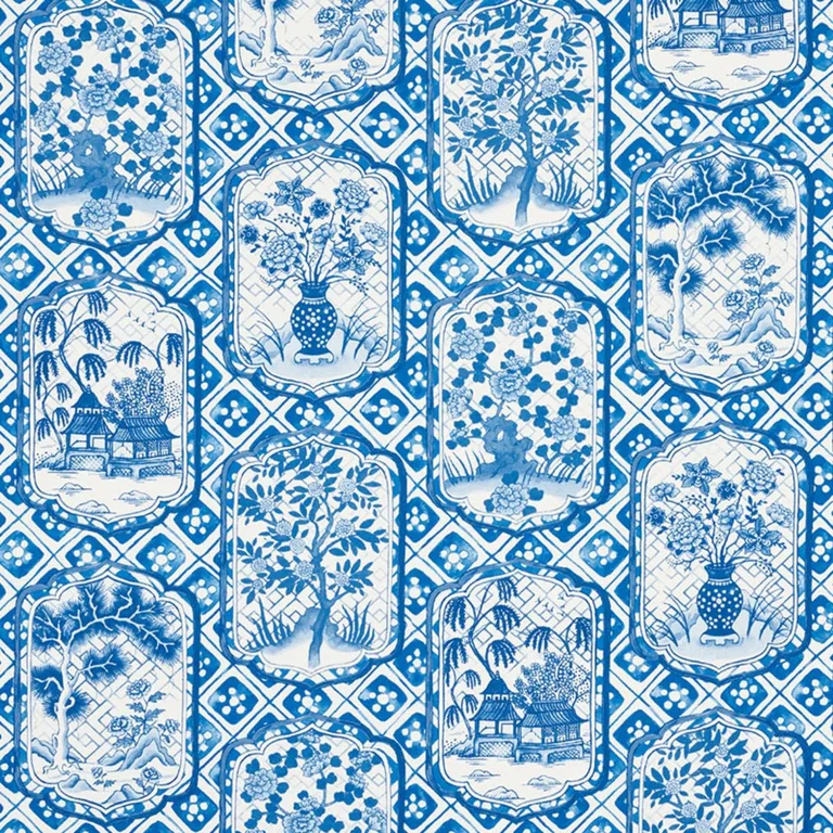 Schumacher 178571 Ting Ting Blue fabric swatch