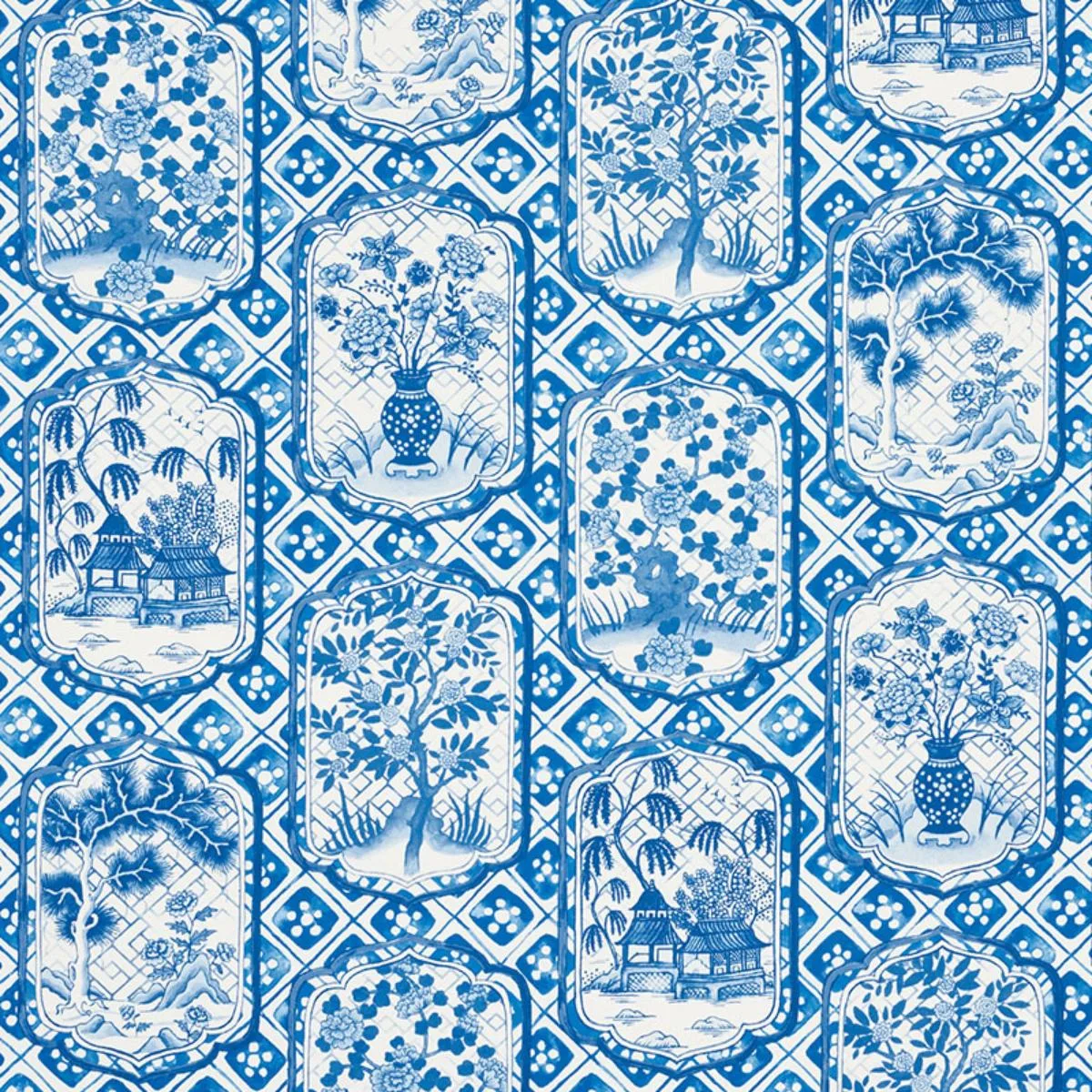 Schumacher 178571 Ting Ting Blue fabric swatch