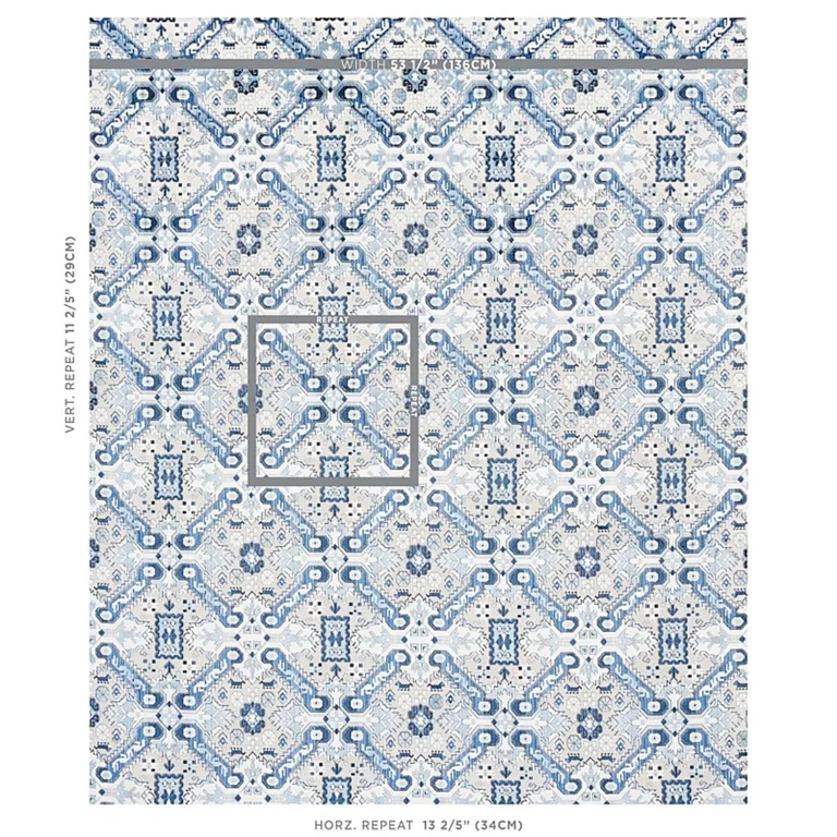 Schumacher 80601 Tiraz Velvet Indigo fabric swatch