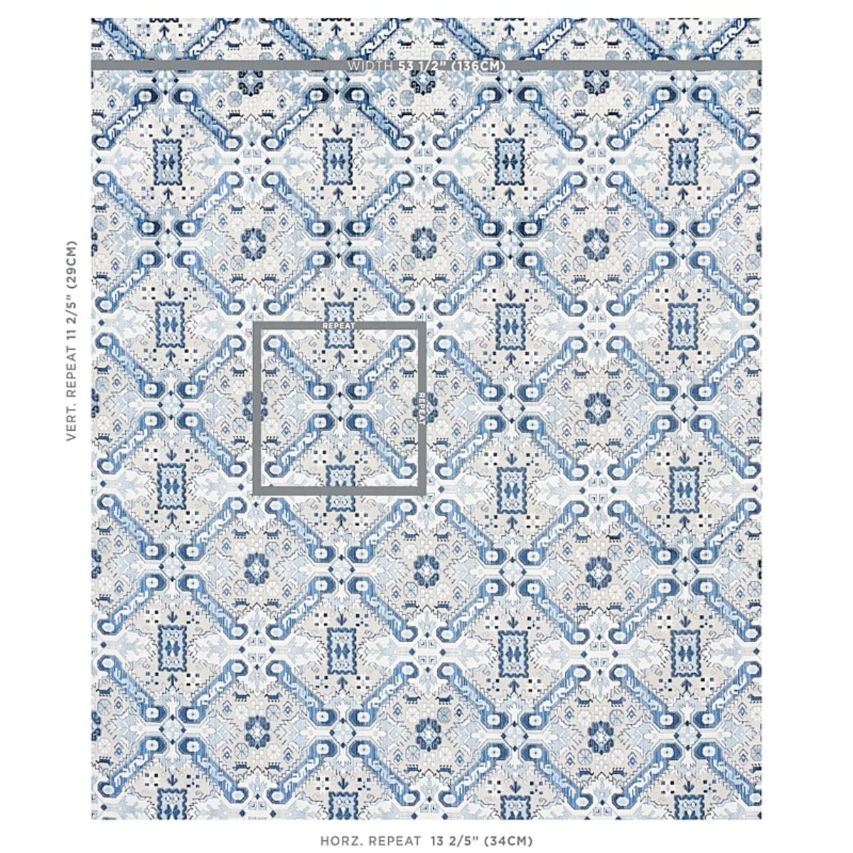Schumacher 80601 Tiraz Velvet Indigo fabric swatch