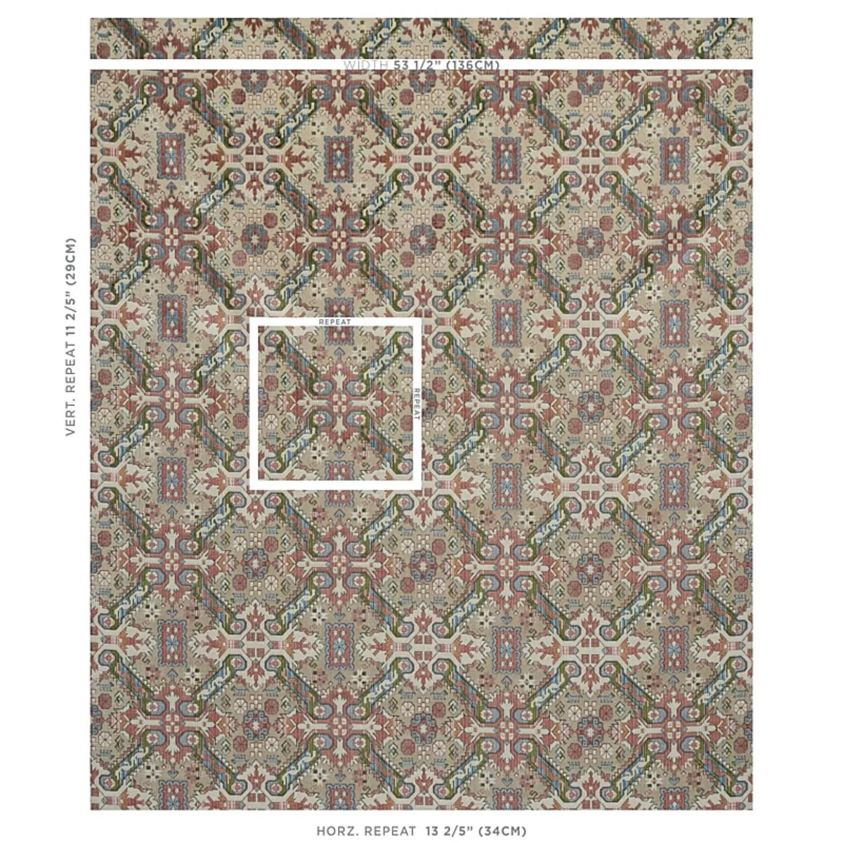 Schumacher 80602 Tiraz Velvet Multi fabric swatch