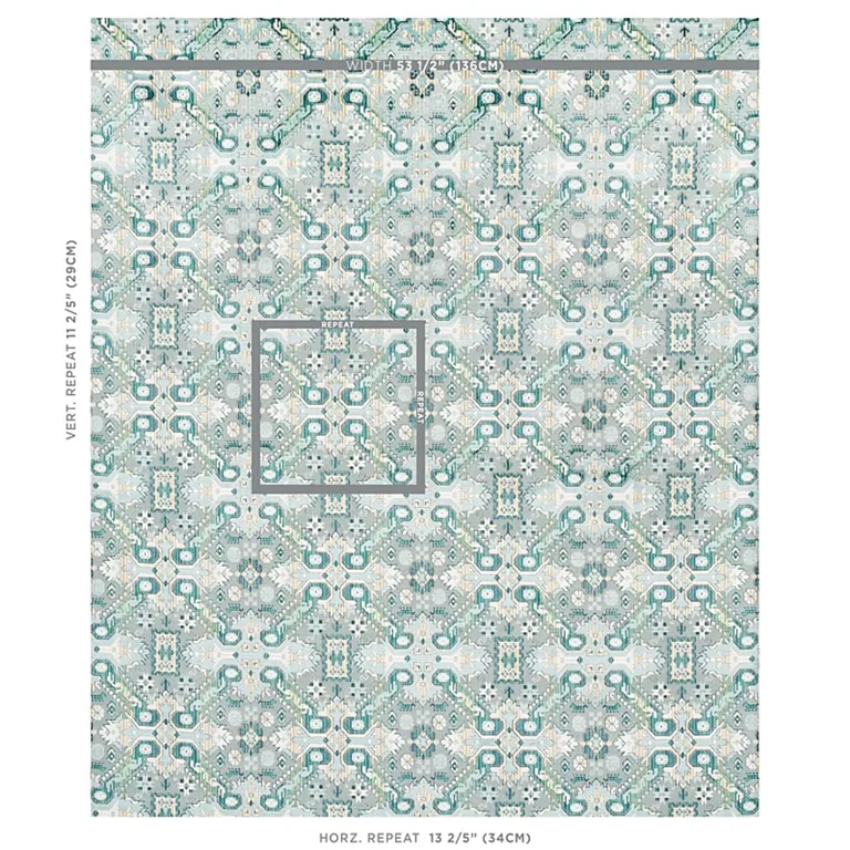 Schumacher 80603 Tiraz Velvet Peacock fabric swatch