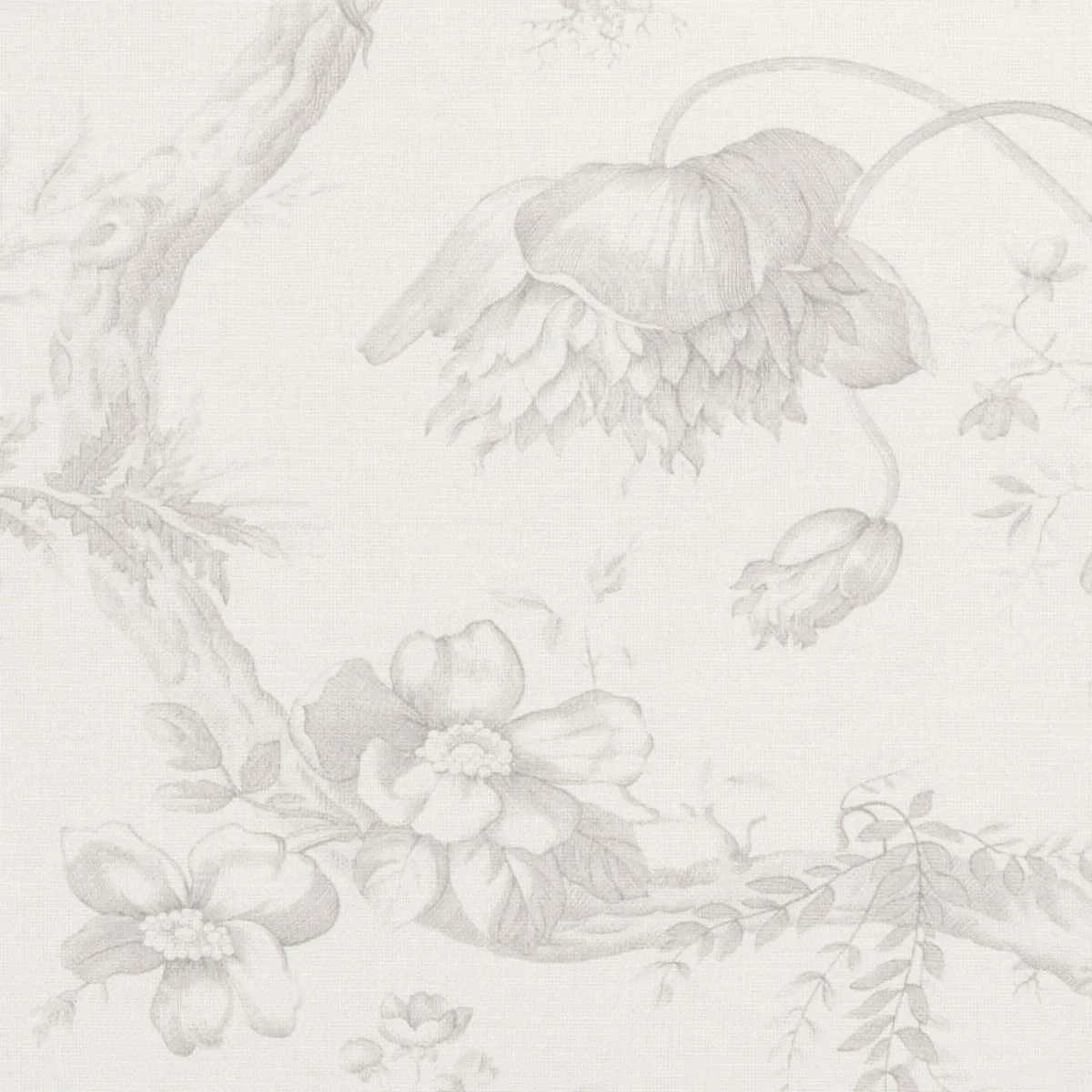 Schumacher 177401 Toile De Fleurs Grisaille fabric swatch