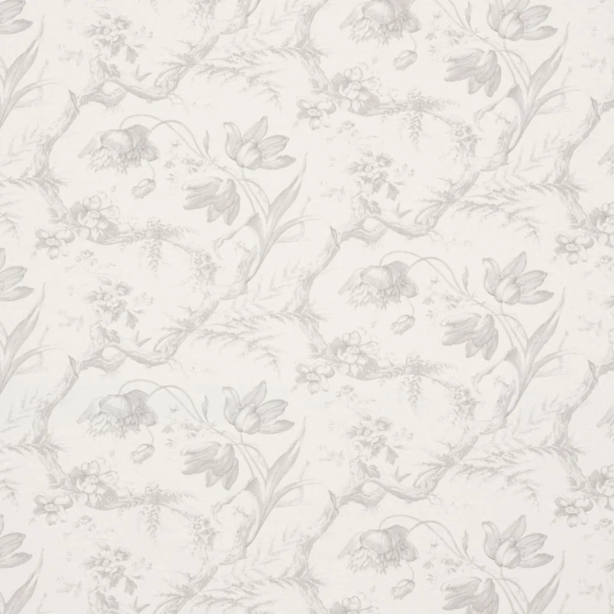 Schumacher 177401 Toile De Fleurs Grisaille fabric swatch