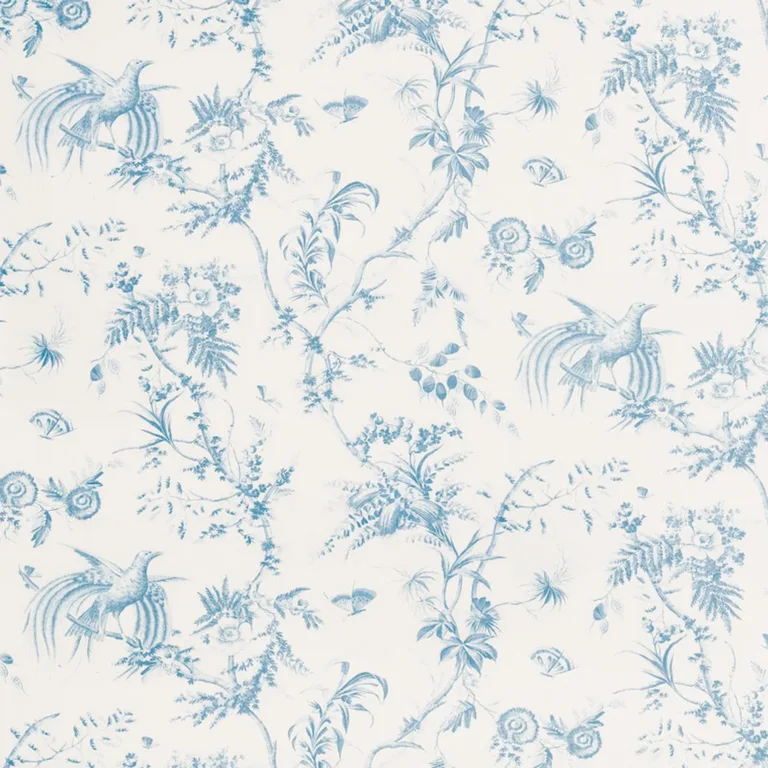 Schumacher 179570 Toile De La Prairie Blue fabric swatch