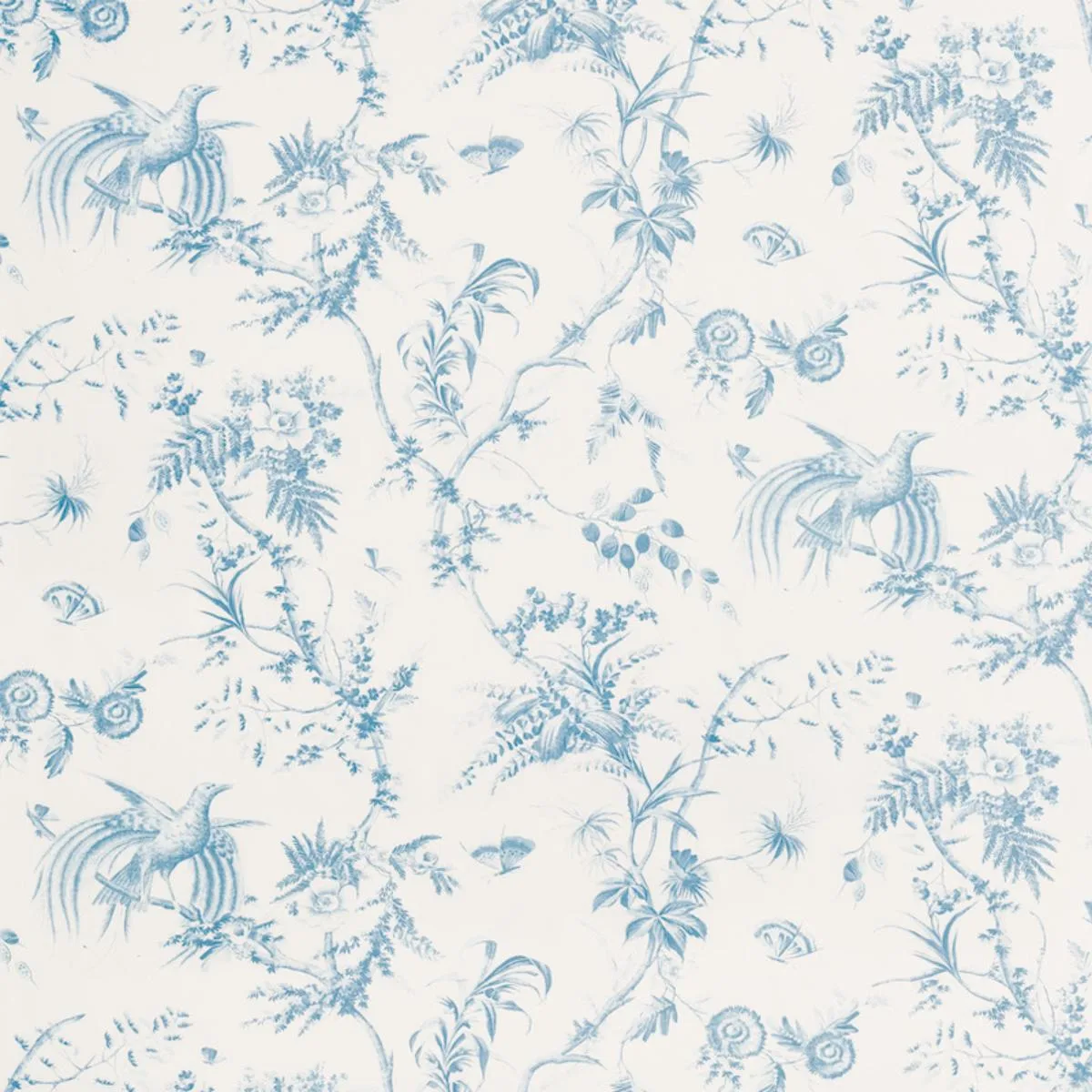 Schumacher 179570 Toile De La Prairie Blue fabric swatch