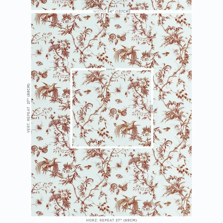 Schumacher 179572 Toile De La Prairie Brown fabric swatch