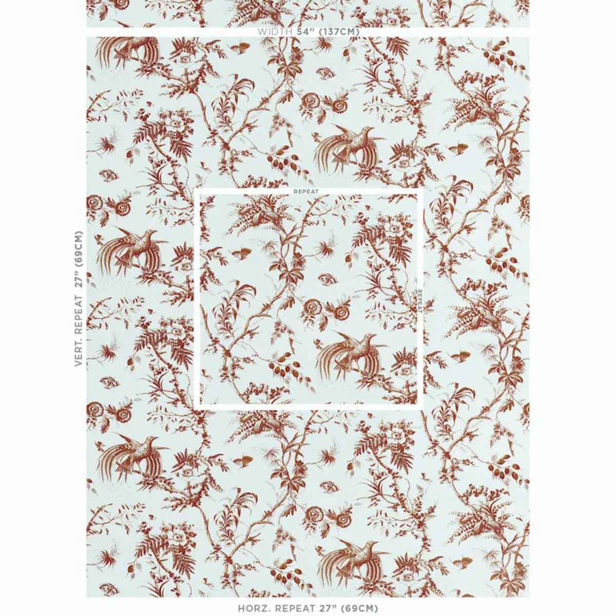 Schumacher 179572 Toile De La Prairie Brown fabric swatch