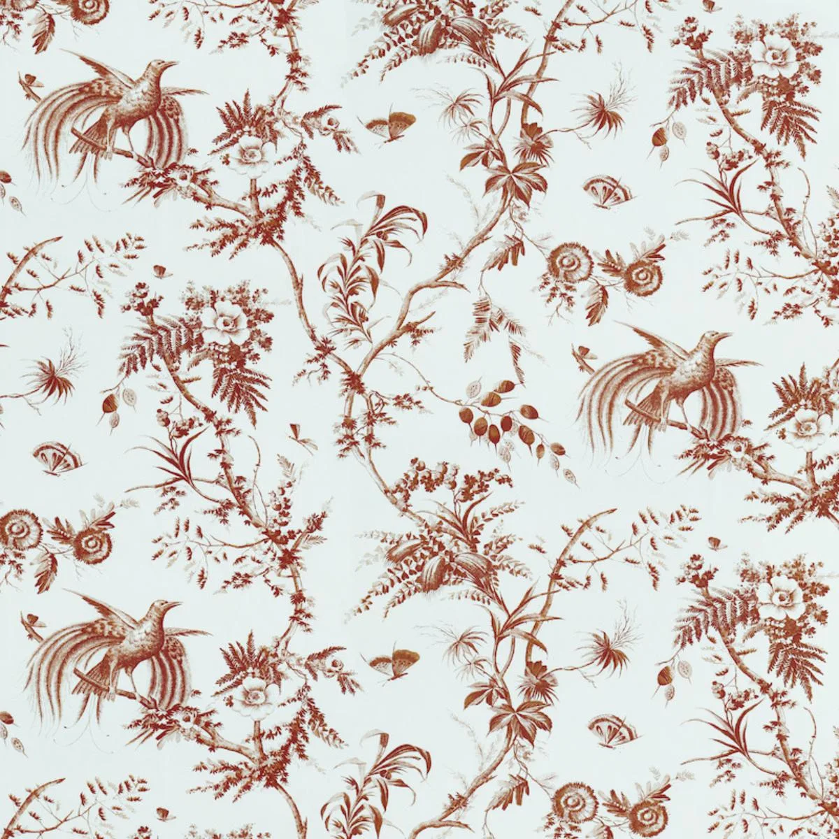 Schumacher 179572 Toile De La Prairie Brown fabric swatch