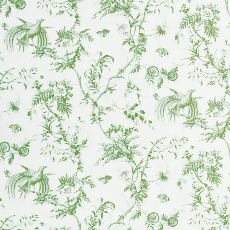 Schumacher 179571 Toile De La Prairie Green fabric swatch